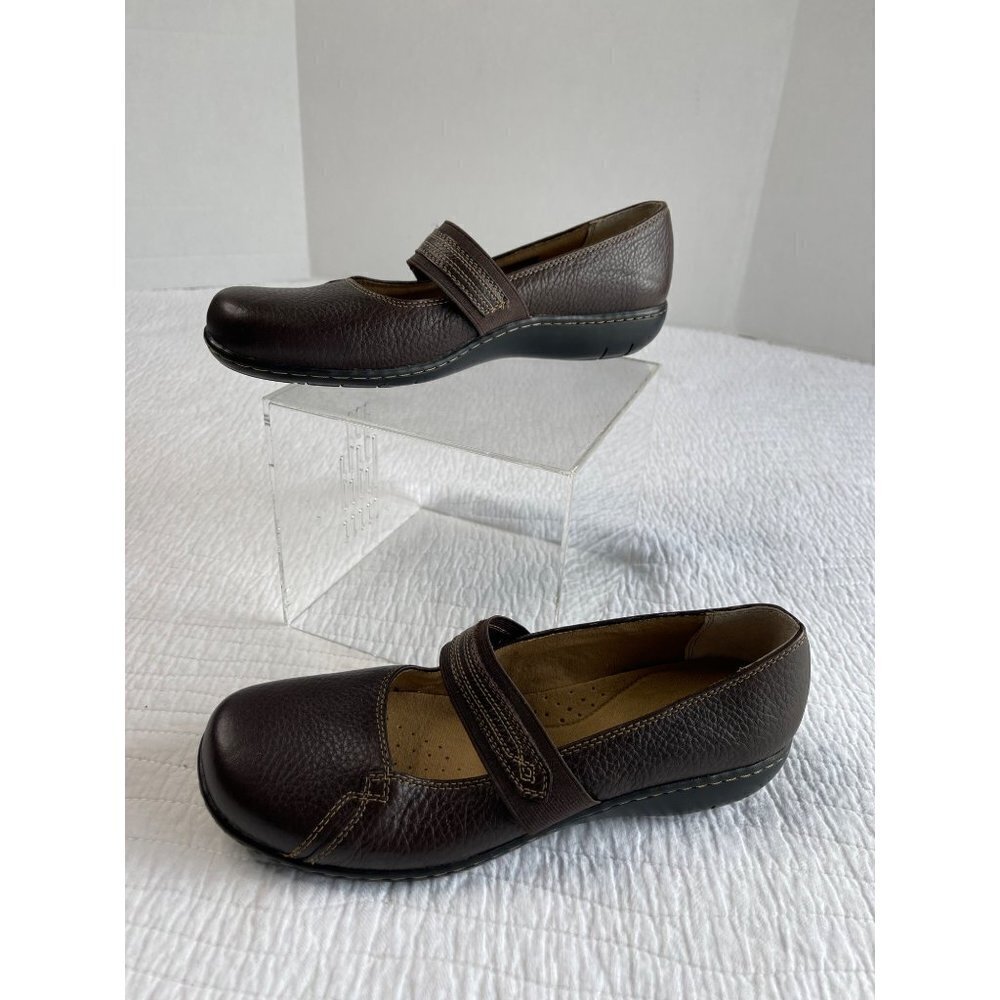 Clarks Active Air Leather Casual Comfort Mary Jane Wedge Shoe SZ 10W Brown NEW - Picture 3 of 6